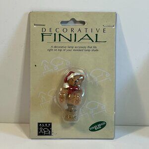 Teddy Bear Lamp Finial 2" Santa Hat Christmas Solid Brass Base Alsy Lighting New
